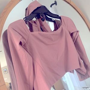 White fox boutique crop top with neck wrap